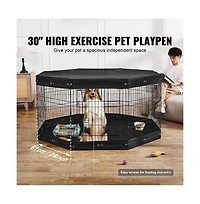 Ruie Tall 8 Panel Metal Dog Playpen 30 in Pet Exercise Pen with Mat