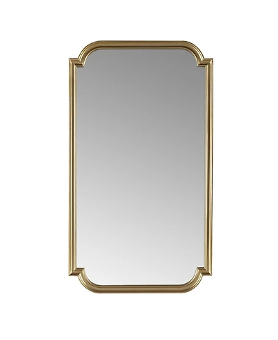 Phying Wood Frame Scalloped Corner Wall Mirror Rectangular Asymmetrical Decor Mirror with D Ring Hangers for Bedroom Guest Room Living Room Entryway