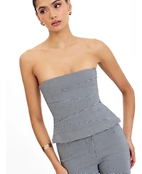 Miss Circle Women's Ulla Micro-Houndstooth Strapless Peplum Top