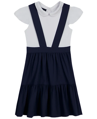 Nautica Girls' 4-6X Short-Sleeve Pindafore Dress