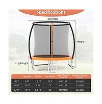 Ruie 8 feet Outdoor Heavy-Duty Recreational Trampoline with Enclosure Net Ladder