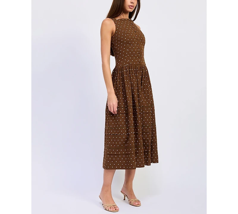 En Saison Women's Stella Polka Dot Sleeveless Midi Dress