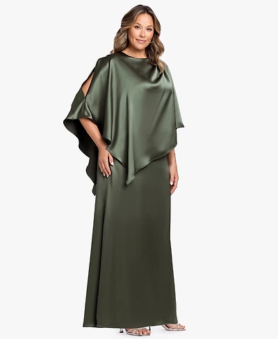 Xscape Plus Crewneck Satin Overlay Ball Gown