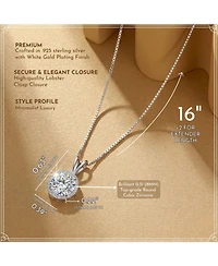 Sterling Silver White Gold Plated Round-cut Cubic Zirconia Stud Necklace