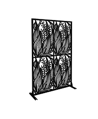 sumyeg Metal Privacy Screen Outdoor Indoor Freestanding Divider with Leaf Shape Design