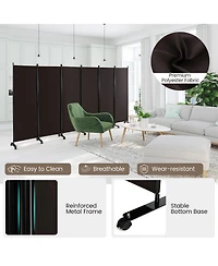 sumyeg 6-Panel Foot Rolling Room Divider with Lockable Wheels for Indoor Privacy