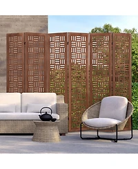 sumyeg 6-Panel Solid Wood Folding Room Divider Partition Stand for Indoor Use