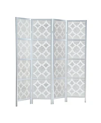 sumyeg 4-Panel Room Divider with Quatrefoil Diamond Design Folding Decorative Screen for Indoor Use