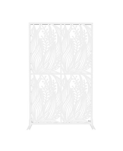 sumyeg Metal Privacy Screen Outdoor Indoor Freestanding Divider with Leaf Shape Design