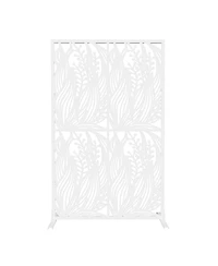 sumyeg Metal Privacy Screen Outdoor Indoor Freestanding Divider with Leaf Shape Design