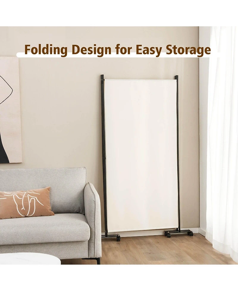 sumyeg 3-Panel Folding Room Divider with Lockable Wheels for Flexible Space Separation