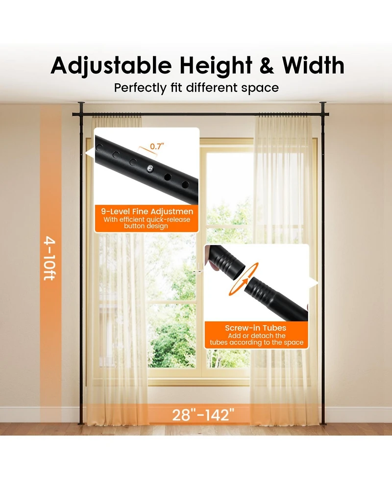sumyeg Room Divider Curtain Rod with Adjustable Floor to Ceiling Tension