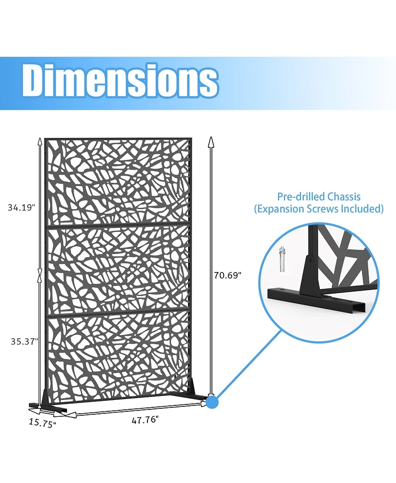 sumyeg Metal and Plastic Privacy Screen Freestanding Indoor Outdoor Room Divider with Mesh Design