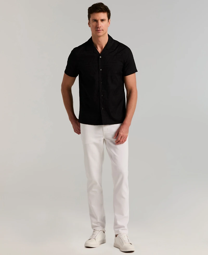 Perry Ellis Men's Jacquard Novelty Camp Shirt
