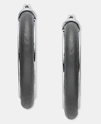 Anne Klein Medium Leather Inlay Hoop Earrings, 1.15"