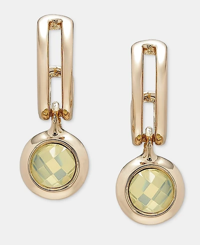 Anne Klein Stone Charm Huggie Hoop Earrings