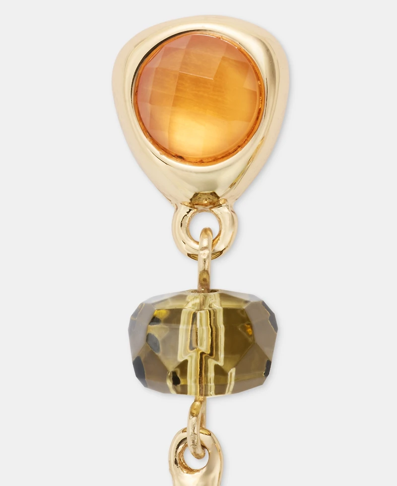 Anne Klein Stone Pebble Linear Drop Earrings