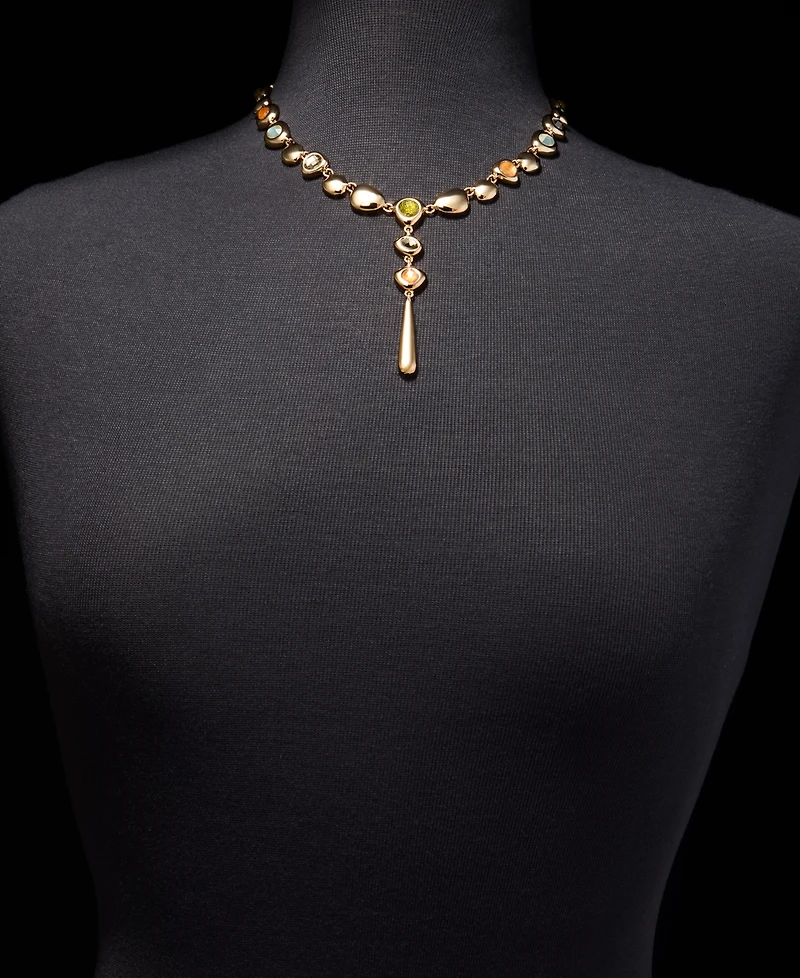 Anne Klein Stone Pebble Lariat Necklace, 16" + 3" extender