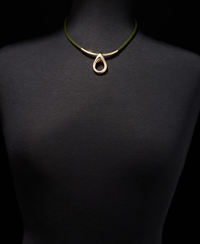Anne Klein Teardrop Leather Cord Pendant Necklace, 16" + 3" extender