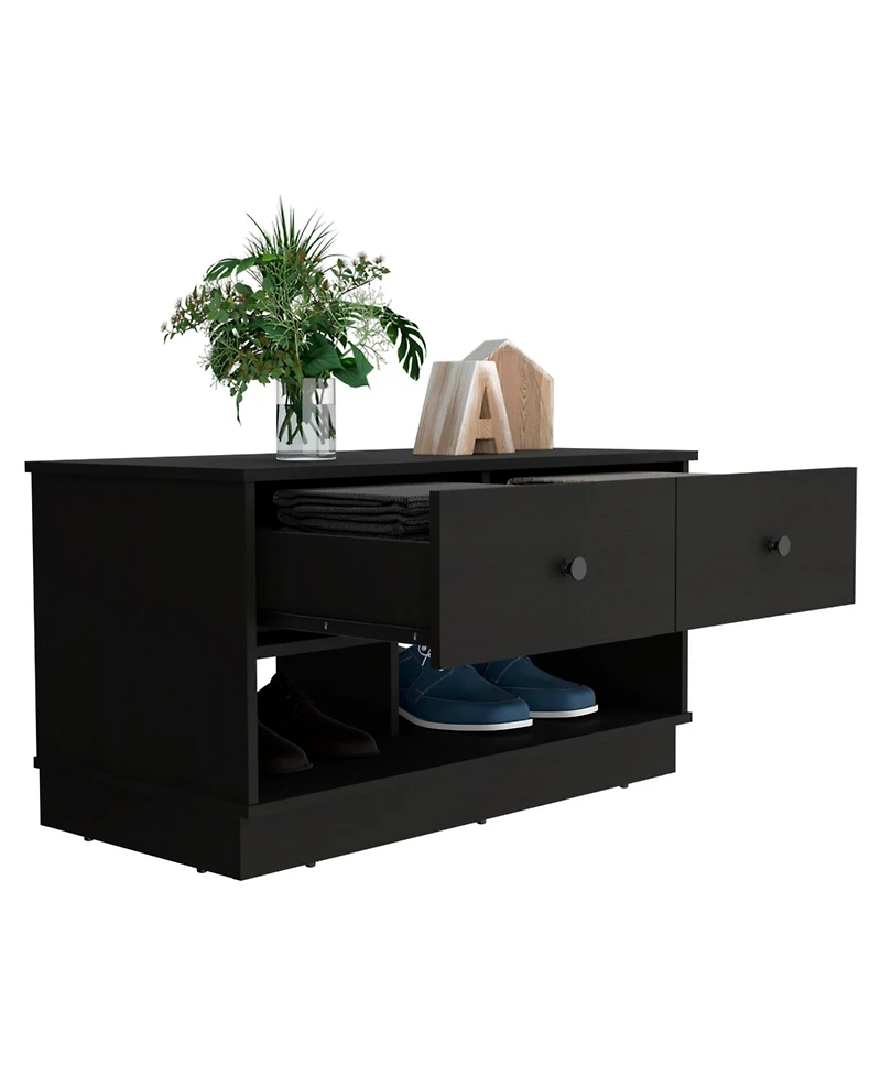 Flynama Storage Bench with 2 Open Shelves and 2 Drawers