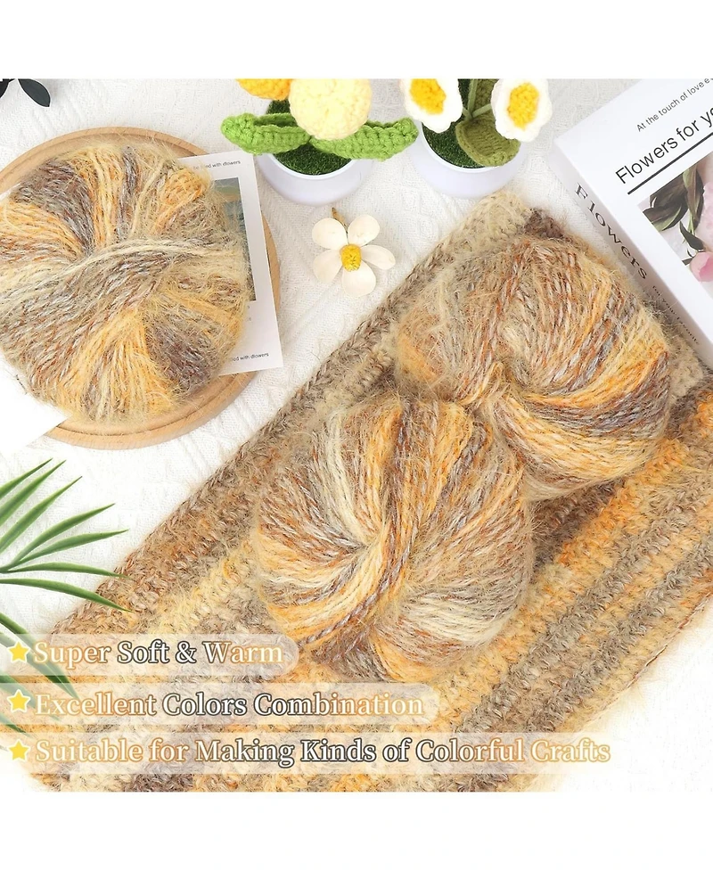 Aeelike 6-Piece Gradient Yarn Set for Crocheting, 50g Each, Soft Ombre Yarn Skeins for Diy Blankets Scarves Hats