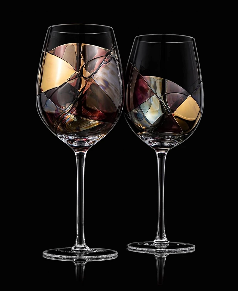 The Wine Savant Artisanal Hand Painted Wine Glasses, Set of 2