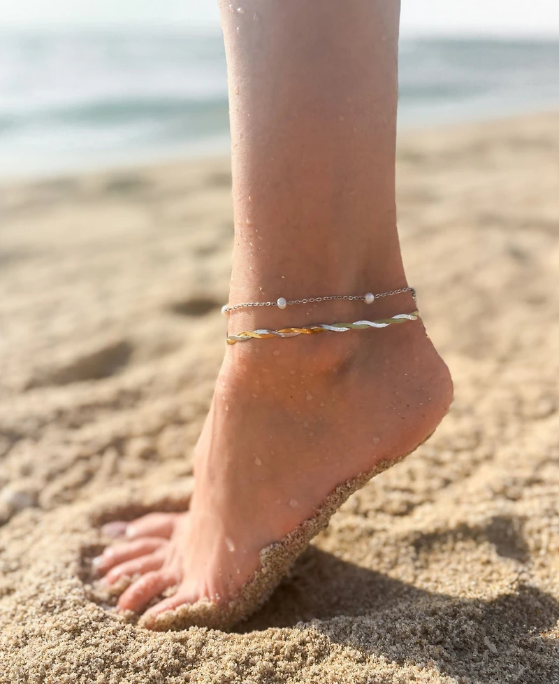 St. Moran Tarnish-Resistant Silver Natural Freshwater Imitation Pearl Max Station Anklet