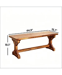 flynama Backless Outdoor Fir Wood Park Bench, 45" Wide