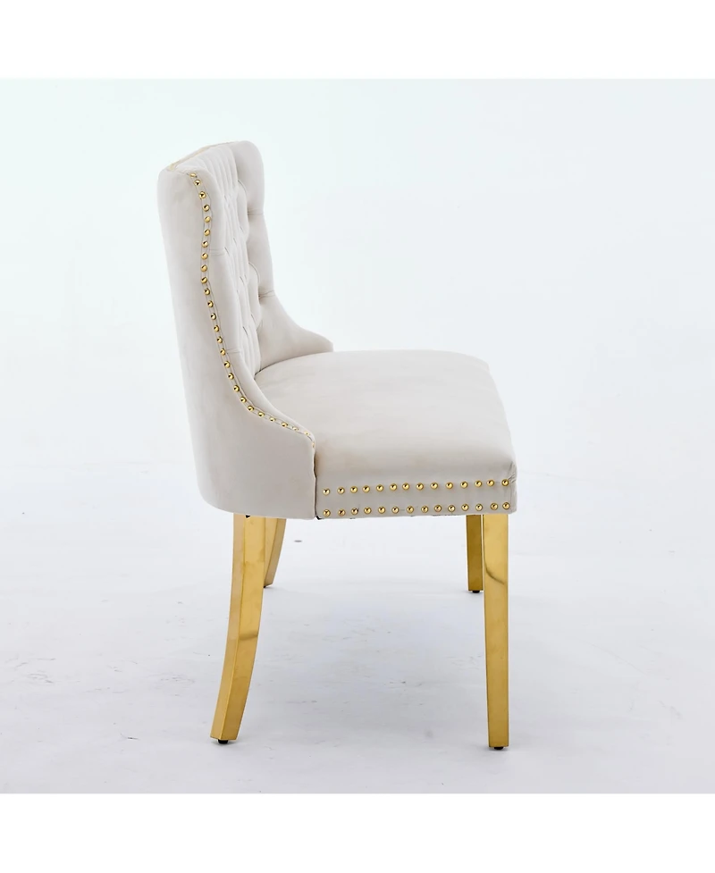 Flynama Velvet Tufted Wingback 2-Seat Dining Bench