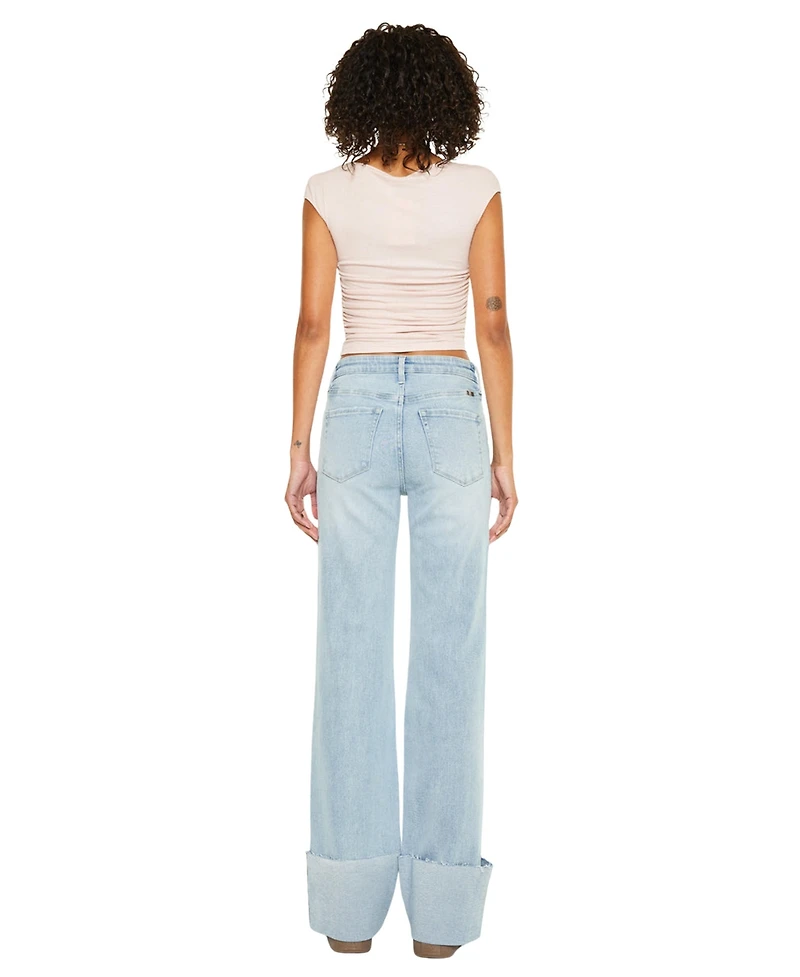 KanCan Women's Franny Essentials High Rise Wide Flare Jeans