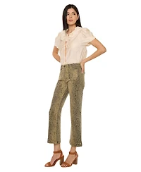 KanCan Women's Usa Juniors' High Rise Crop Flare Python Print Jeans