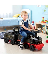 Gymax Ride on Train 6V Battery Powered Toy w/ Under-Seat Storage and Carriage