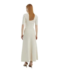 Karen Millen Women's Rib Knit Military Trim Maxi Dress