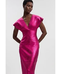 Karen Millen Women's Deep V-Neck Angel Sleeve Maxi Dress