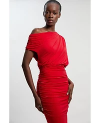Karen Millen Women's Asymmetric Neckline Midi Dress