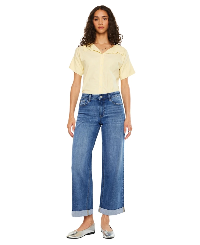 KanCan Women's Reyna Essentials High Rise Wide Leg Jeans