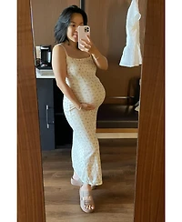 Pinkblush Maternity Ivory Floral Pointelle Knit Midi Dress