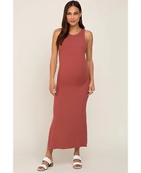 Pinkblush Maternity Taupe Ribbed Side Slit Tank Dress