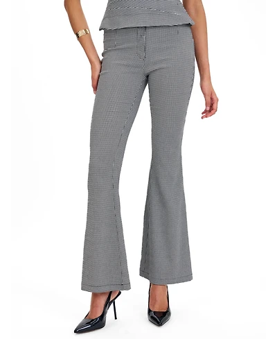Miss Circle Women's Ulli Micro-Houndstooth Flared Pants