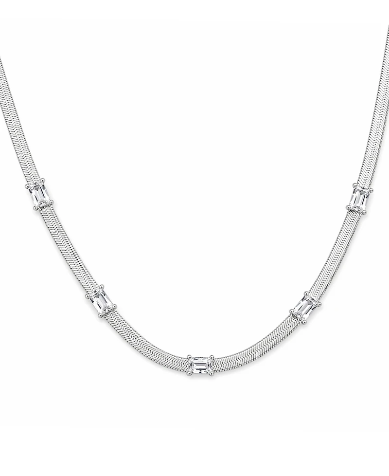 And Now This Cubic Zirconia Rectangular Stone Station Necklace