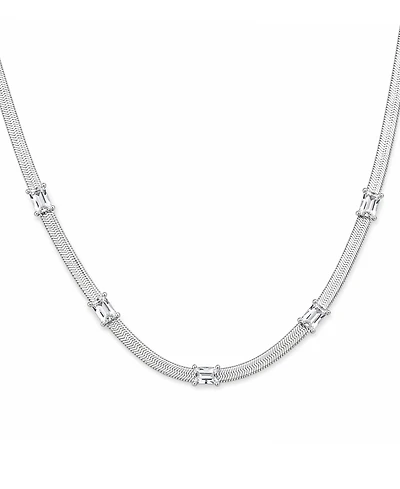 And Now This Cubic Zirconia Rectangular Stone Station Necklace