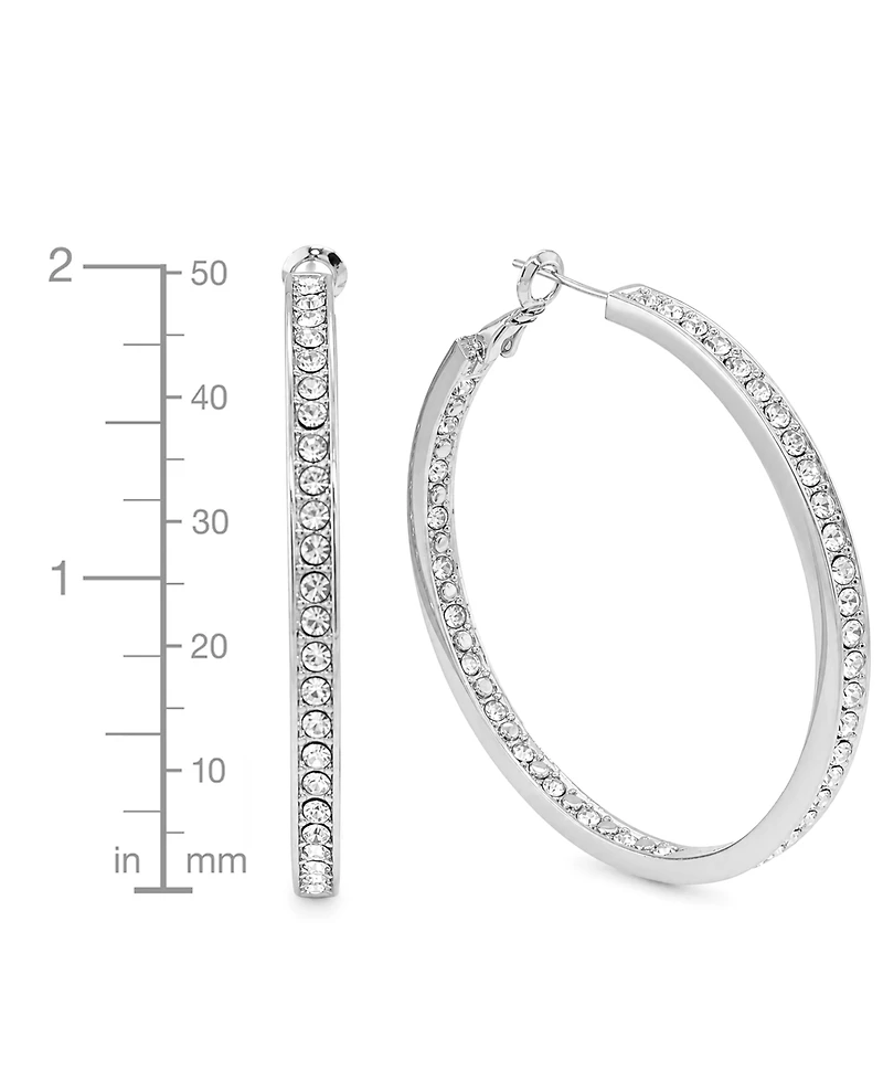 And Now This Large Crystal Inside Out Medium Hoop in Silver Plate Earrings