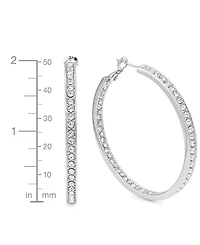 And Now This Large Crystal Inside Out Medium Hoop in Silver Plate Earrings