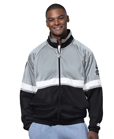 Starter Men's Black/White San Antonio Spurs The Veteran Tricot Track Raglan Full-Zip Jacket