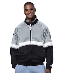 Starter Men's Black/White San Antonio Spurs The Veteran Tricot Track Raglan Full-Zip Jacket