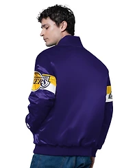 Starter Men's Los Angeles Lakers Triple Option Varsity Full-Snap Satin Jacket