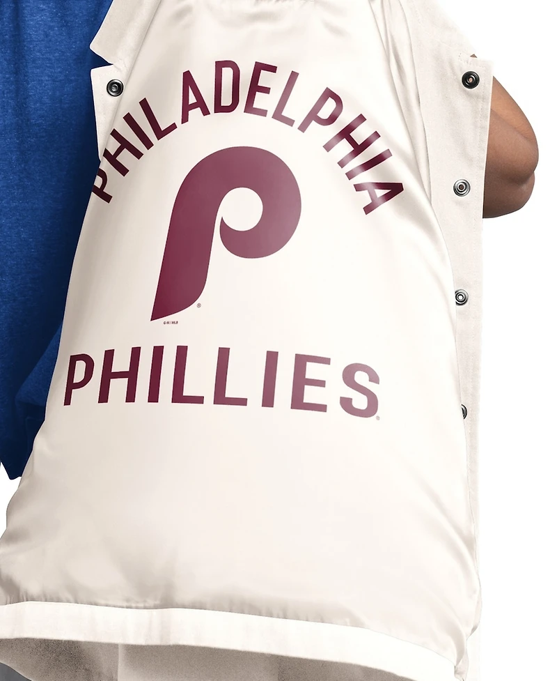 Starter Women's Cream Philadelphia Phillies Cooperstown First Down Full-Snap Coaches Jacket