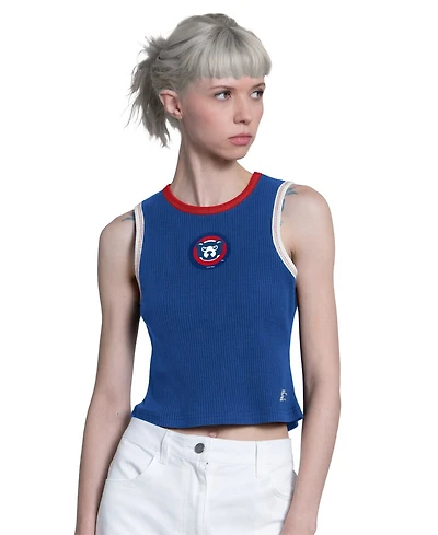 Starter Women's Royal Chicago Cubs Cooperstown Play the Ball Crop Tank Top