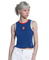 Starter Women's Royal Chicago Cubs Cooperstown Play the Ball Crop Tank Top