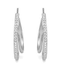 And Now This Crystal Double Row C Hoop Post Earrings